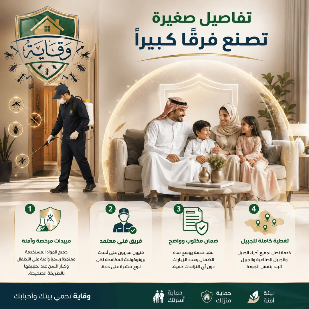تفاصيل توضح لماذا نحن أفضل شركة مكافحة حشرات بالجبيل